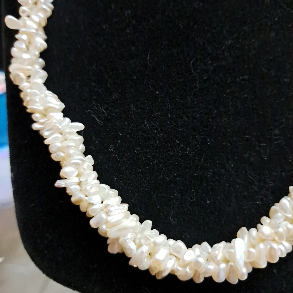 Triple Twist Natural Pearl Necklace